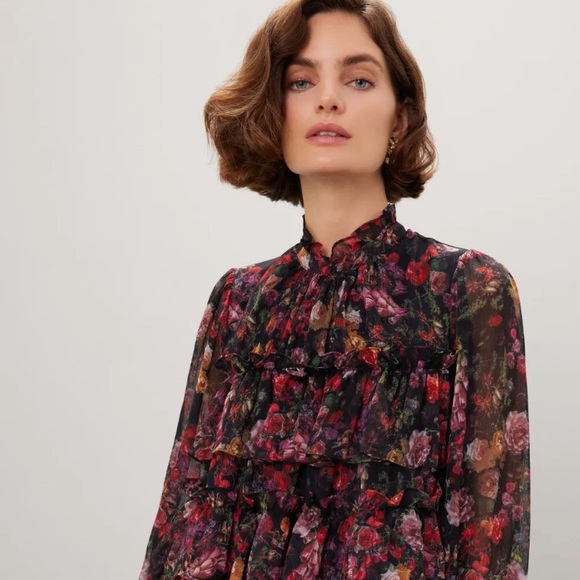 ADAM LIPPES COLLECTIVE FLORAL RUFFLE DRESS - Picture 2 of 5